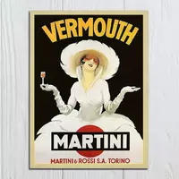 Декоративна металева табличка для інтер'єру Martini Vermouth RESTEQ 20 * 30см. Металева вивіска для декору Мартіні Вермут