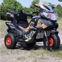 Детский аккумуляторный мотоцикл ЧЕРНЫЙ 2 мотора, надувные колёса  FS378