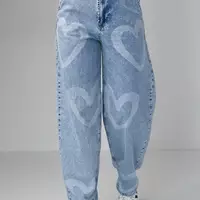 Женские джинсы с принтом в форме сердца - голубой цвет, 38р (есть размеры)