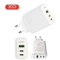 Мережевий зарядний пристрій XO CE04 PD65W+QC 45W Type-C/1USB зарядний блочок для телефону Білий