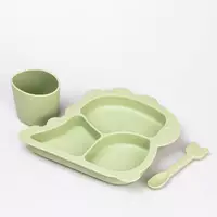 Набір силіконового посуду для дітей Динозавр 3 предмети, зелений