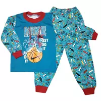 Стильная детская пижама с принтом для мальчика интерлок-пенье